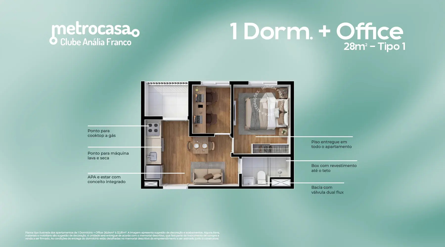 1 Dorm. + Office